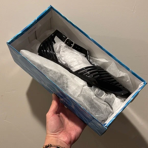 Y2K Jefferey Campbell Squeaky Jelly Flat Women's Size 7- Black- NWT - Picture 7 of 9